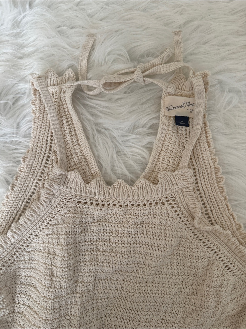 Universal Thread Cream Crochet Knit Romper Size Medium 100% Cotton Boho Summer - Picture 2 of 8
